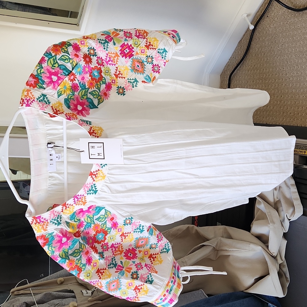 Embroidered sleeve top